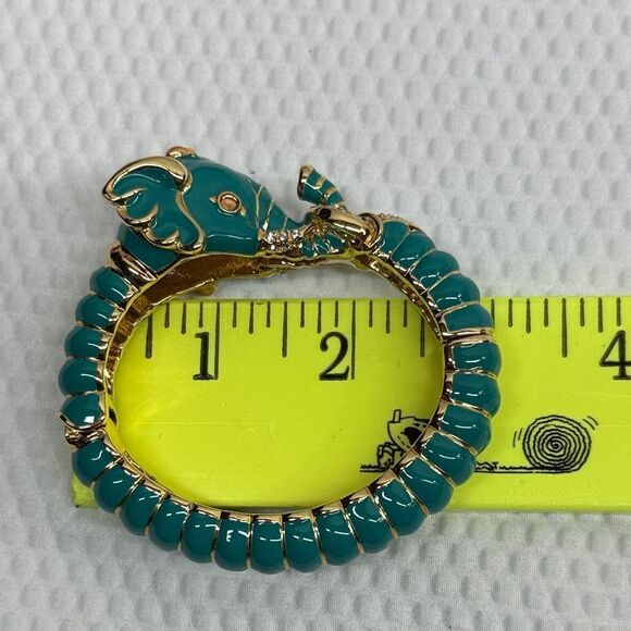 Kenneth Jay Lane Teal Raj Hinged Bangle Clamped Bracelet - Picture 7 of 13